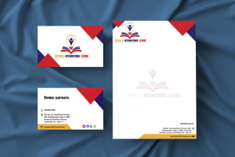 design business card, letterhead, envelope, email sig, invoice, and stationary