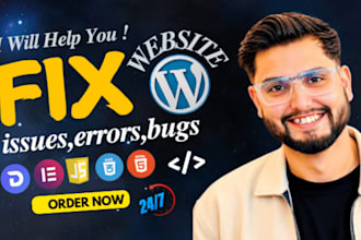 fix wordpress website issues errors bugs,HTML CSS,elementor pro divi expert help