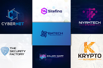 do a modern tech crypto technology cyber security app icon startup logo design