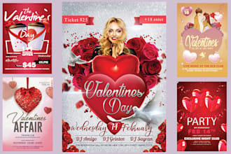 design valentine day nightclub food and motion flyers