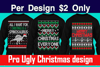 create ugly christmas sweater and  christmas tshirt design
