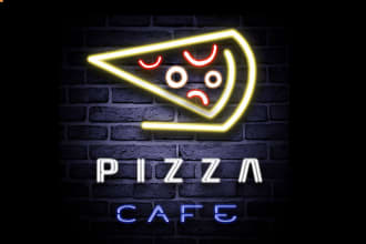 do initial neon text logo with unique animated GIF