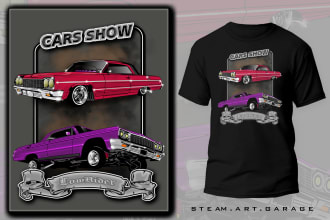 a retro automotive tshirt for a classic car show design