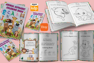 create kids coloring book, activity books, interior cover for amazon KDP, etsy