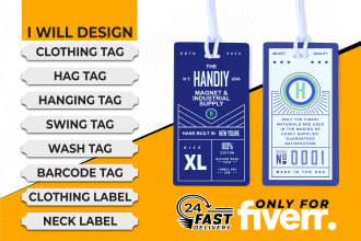 create clothing hang tags, neck tags, care label design in 24 hours