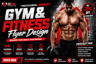 design professional gym, fitness and sports flyer poster design
