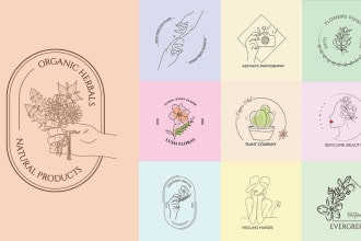 design a unique botanical, feminine minimal, modern and celestial logo