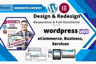 design, redesign, build, rebuild, fix or revamp wordpress woocommerce website