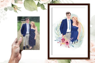 do custom portrait illustration personal couple or familly