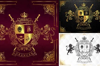 design luxury custom family crest coat of arms and heraldic logo