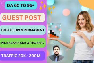 write and publish HQ dofollow guest post backlinks da 60 to 95 sites