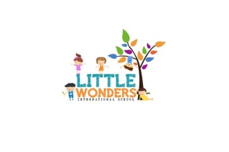 design child care, baby care, kids, toy shop, academy logo