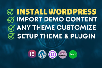 install wordpress, theme set up, do customization
