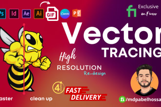 do manual vector tracing, raster to vector, redraw for dtg