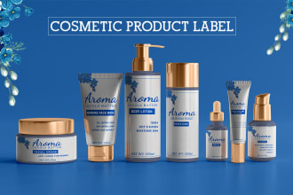 do cosmetic label design , product label and packaging design