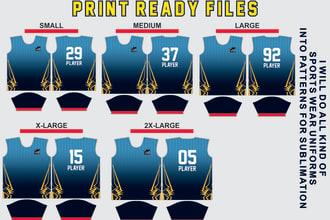 layout your jersey designs into patterns for sublimation