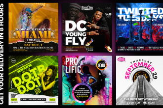 design event flyer, party flyer, club flyer