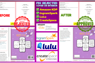 fix, format, edit, resize your rejected amazon kdp book cover and design