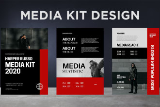 design professional press kit, media kit, epk, one sheet for artists, influencer