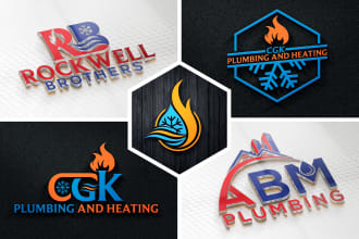 design plumbing heating air conditioning hvac oil gas and construction logo