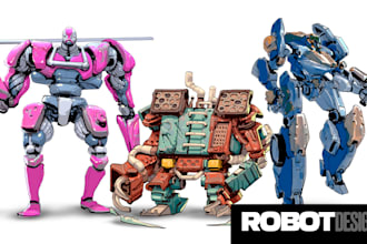 design robots and concept art of futuristic mecha