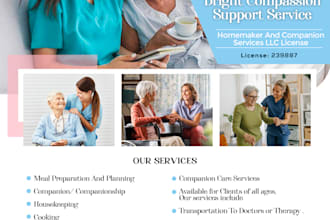 design home care flyer, health brochure, medical flyer