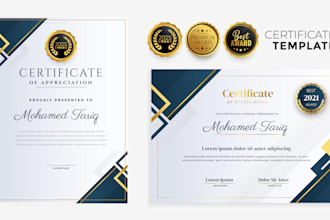 do professional certificate design and logo