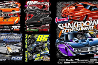 design custom racing illustration logo for t shirt design