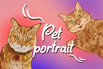 draw a cute funny portrait of your pet in cartoon pencil
