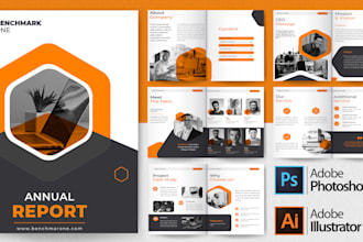 design minimal company catalog, annual report, profile