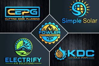design plumbing, hvac, air conditioning, electrical and oil gas logo