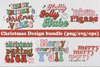 provide retro christmas svg digital files design bundle