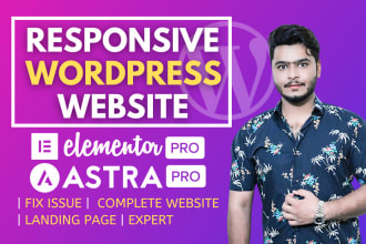 create wordpress website with elementor pro, astra pro, landing page, expert