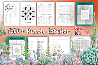 give you 1500 plus puzzles interior for amazon KDP
