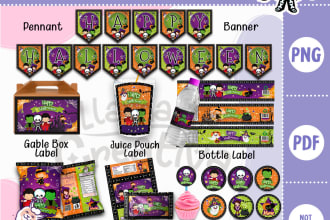 customize design your full birthday party or halloween party pack