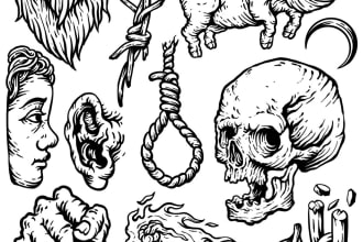 make you a cool engraving style blackwork tattoo design