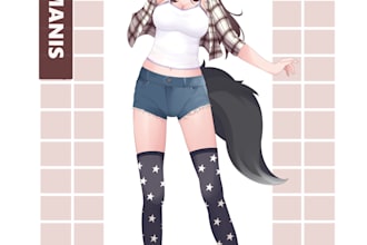 draw full body character illustration in anime style