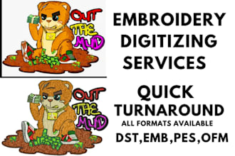 embroidery design digitizing into dst,pes, 1 hour