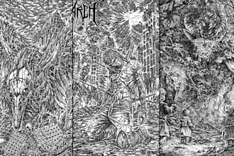 draw a metal dark art illustration freehand for album cover