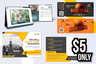 design calendar, post card, event ticket, bookmark, planner, door hanger