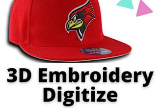any do cap embroidery digitizing into 3d puff hat in 1 hour