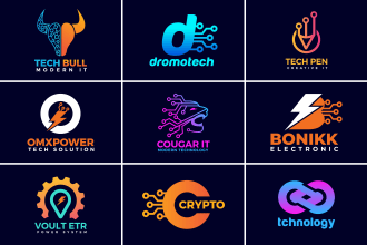 design modern technology crypto cyber security tech startup website and app logo