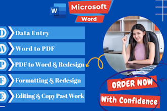 create, edit, format, design, and type ms word documents