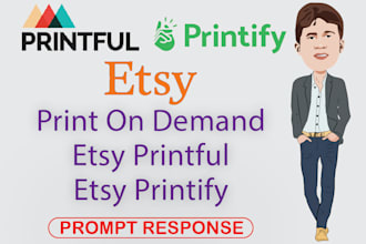 setup etsy print on demand dropshipping store via  printful or printify