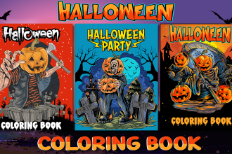 make  halloween coloring book cover  for children kids
