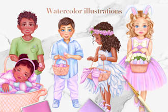 Hot Review!  draw cartoon portrait, cute children illustrations,  book cover