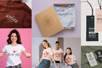 provide clothing mockup for tshirt, hoodie and clothing tag