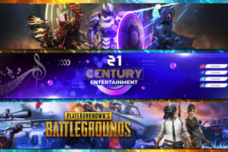 design attractive youtube channel art with logo, thumbnails