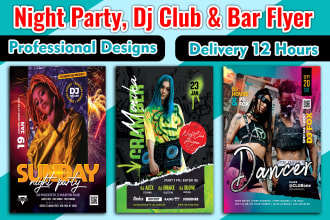 night party, dj club, night club, motion flyer design urgent service