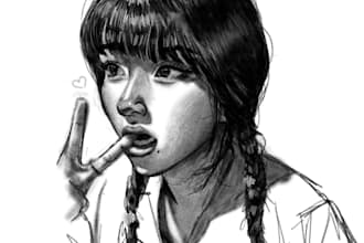draw a realistic digital pencil portrait from your photo